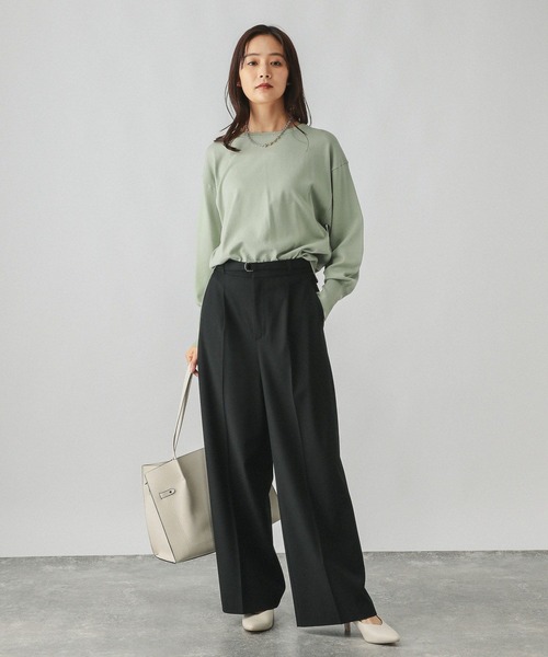 GLOBAL WORK パンツ ウツクシルエットプレミアムワイドパンツ