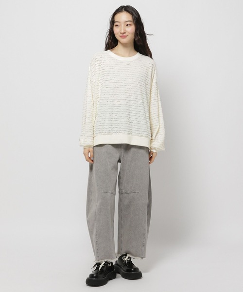 tシャツ フリルコンビ クルーネックプルオーバー レディース フリルコンビ クルーネックプルオーバー（Tシャツ/カットソー