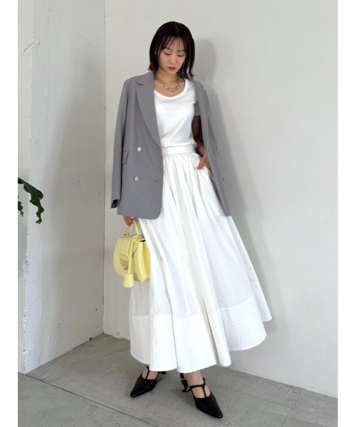 DT MaxMara ★ 純綿ポプリン フレアスカート ITEATRO ホワイト DT MaxMara ☆ 純綿ポプリン フレアスカート ITEATRO ホワイト