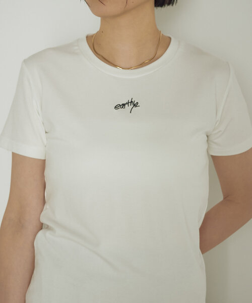 【関税込み】Stone  ホワイト ロゴ刺繍 Tシャツ 刺繍ロゴダメージビッグTシャツ(ホワイト) | COPINE