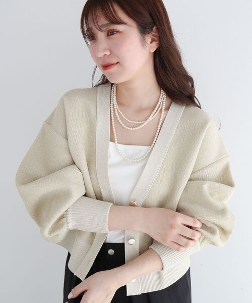ELENCARE DUE カーディガン ラメVネックカーディガン レディース
