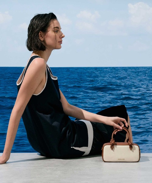 CHARLES & KEITH◆Sammie ノットハンドル ロングバッグ◆送料込 CHARLES ＆ KEITH トートバッグ Sammie サミーキャンバスノット