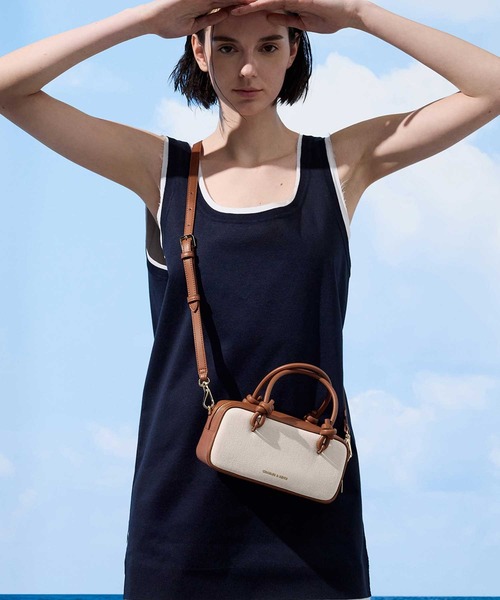 CHARLES ＆ KEITH トートバッグ Sammie サミーキャンバスノット