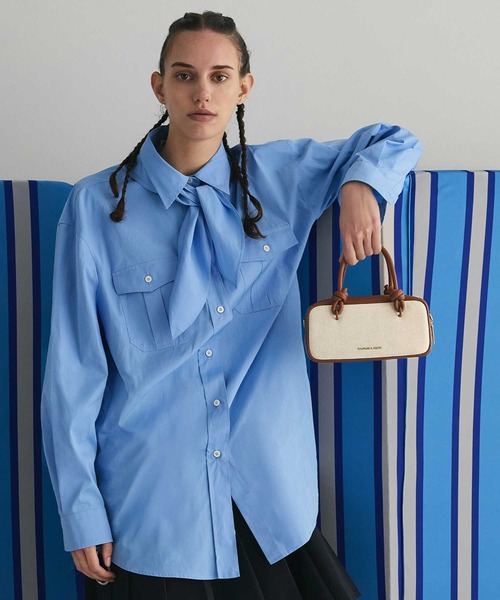 CHARLES & KEITH◆Sammie サミー ノットハンドル トートバッグ Sammie サミーキャンバスノットハンドルイロンゲイティッド