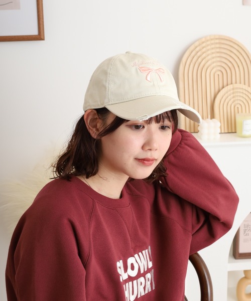 FUNALIVE（ファンアライブ） キャップ 帽子 RUCCHE リボン刺繍ダメージ
