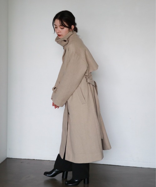 「feepur」 ステンカラーコート SMALL 杢グレー レディース_画像4