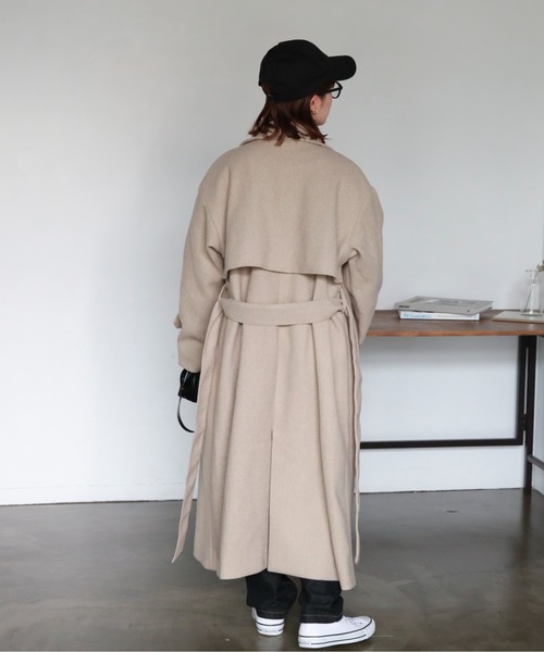 「feepur」 ステンカラーコート SMALL 杢グレー レディース_画像8