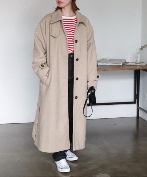 「feepur」 ステンカラーコート SMALL 杢グレー レディース_画像9