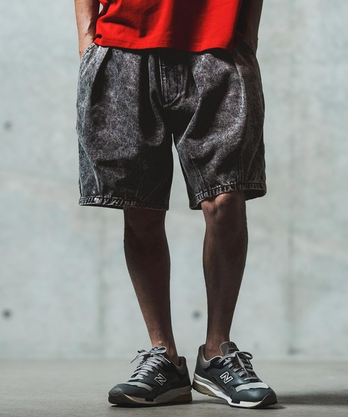 GLIMCLAP ジーンズ mp13555- Chemical wash denim shorts デニム