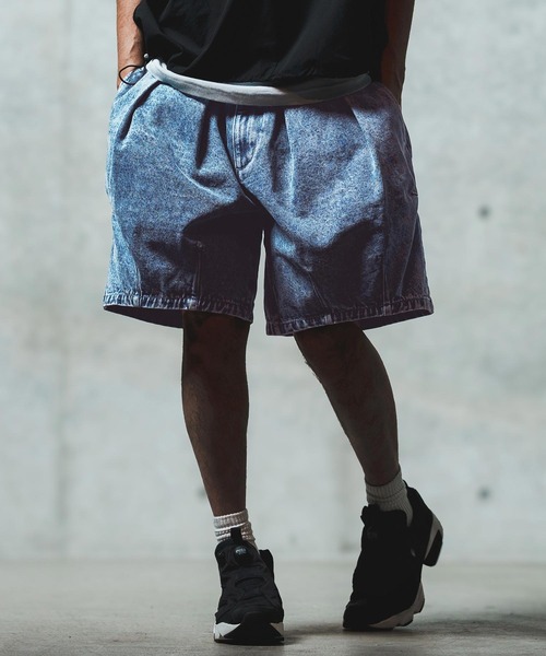 GLIMCLAP ジーンズ mp13555- Chemical wash denim shorts デニム