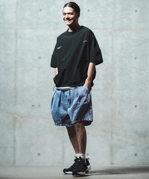 GLIMCLAP ジーンズ mp13555- Chemical wash denim shorts デニム