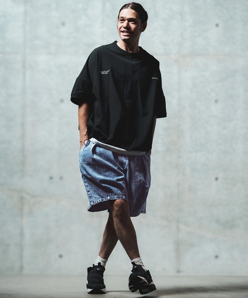GLIMCLAP ジーンズ mp13555- Chemical wash denim shorts デニム