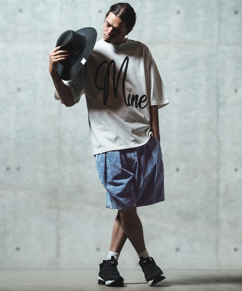 GLIMCLAP ジーンズ mp13555- Chemical wash denim shorts デニム