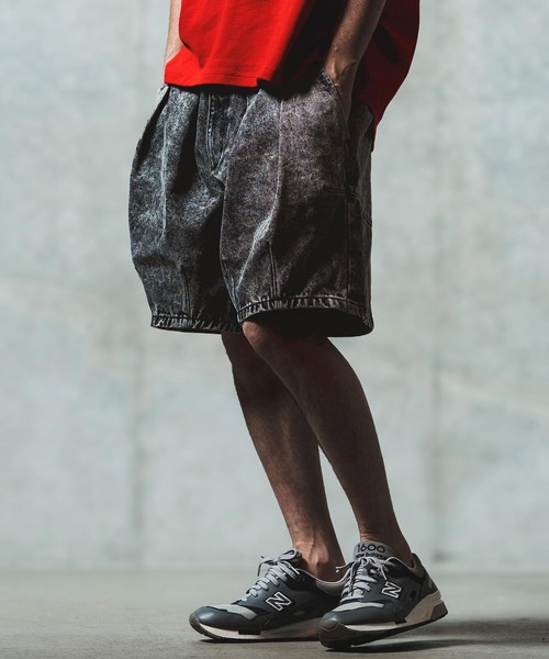 GLIMCLAP ジーンズ mp13555- Chemical wash denim shorts デニム