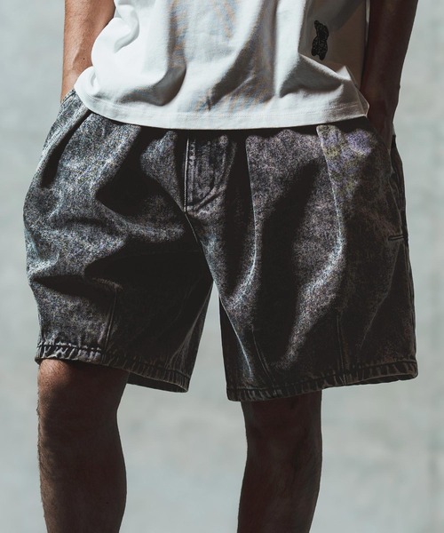 GLIMCLAP ジーンズ mp13555- Chemical wash denim shorts デニム