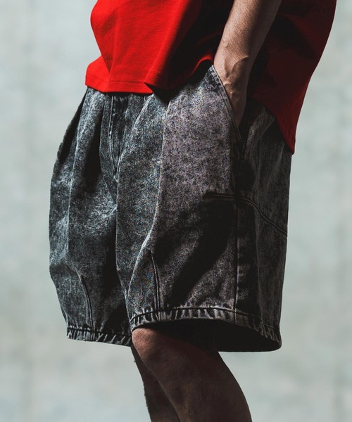 GLIMCLAP ジーンズ mp13555- Chemical wash denim shorts デニム