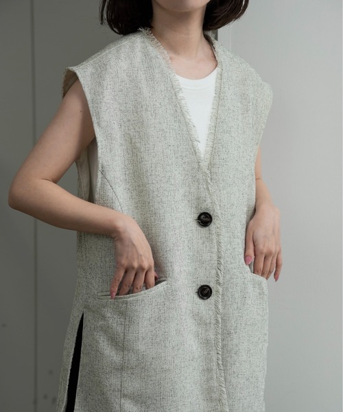 ベスト ジレ 「LOEFF」メランジ ツイル ベスト レディース LOEFF＞メランジ ツイル ベスト