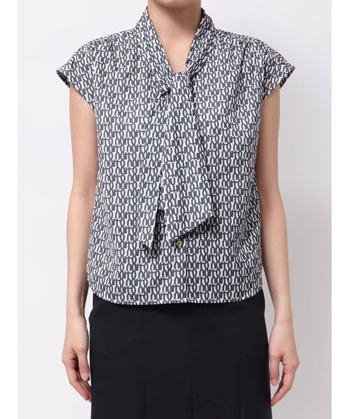ブラウス シャツ モノグラムボウタイフレンチブラウス レディース TONAL ブラウス シャツ モノグラムボウタイフレンチブラウス