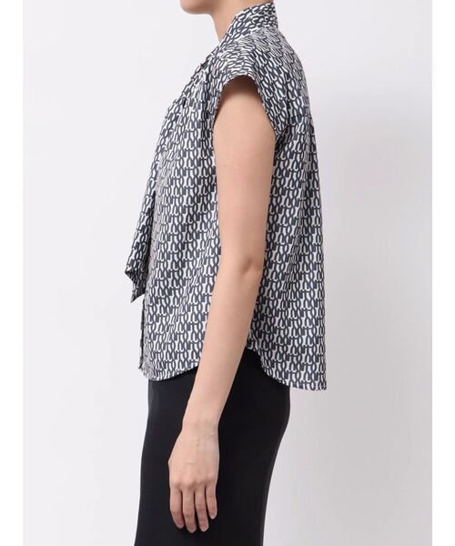 ブラウス シャツ モノグラムボウタイフレンチブラウス レディース TONAL ブラウス シャツ モノグラムボウタイフレンチブラウス