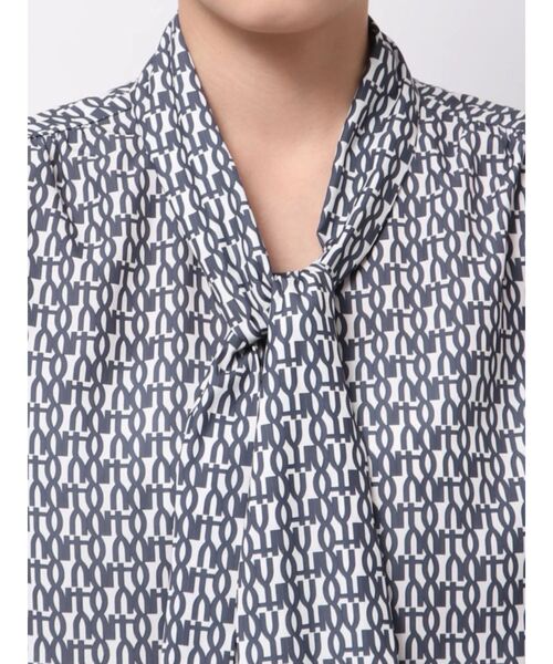 ブラウス シャツ モノグラムボウタイフレンチブラウス レディース TONAL ブラウス シャツ モノグラムボウタイフレンチブラウス
