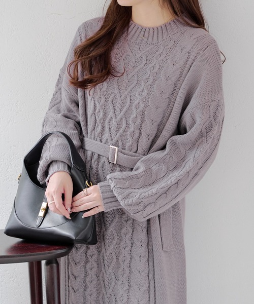 【最終値下げ　新品未使用】Another Office☆ニット☆01☆チャコール ANOTHER BRANCH OLIVE des OLIVE ニットワンピース FREE パープル