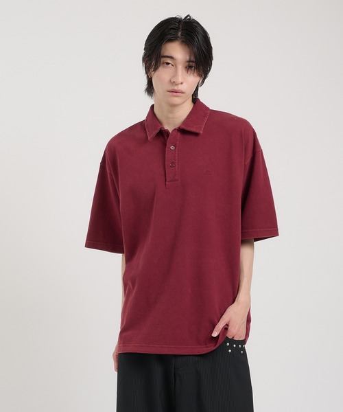 Perushu ポロシャツ ピグメントドローコードポロシャツ メンズ