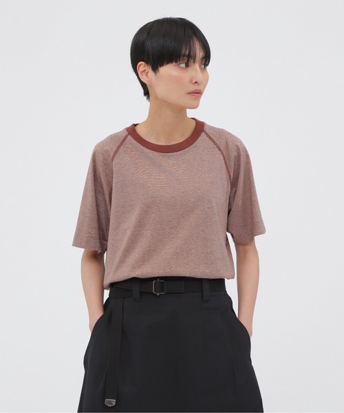 tシャツ FINE STRIPED COTTON JERSEY レディース