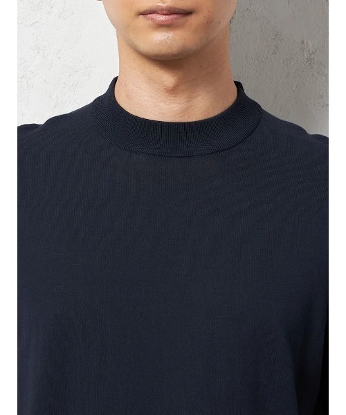 tシャツ 「綿100%」半袖 ニットTシャツ モックネック リッケン 