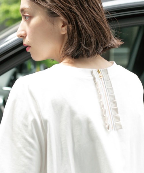 tシャツ Aラインドッキングカットソー「洗濯機洗い可」 レディース OPAQUE.CLIP tシャツ Aラインドッキングカットソー「洗濯機洗い