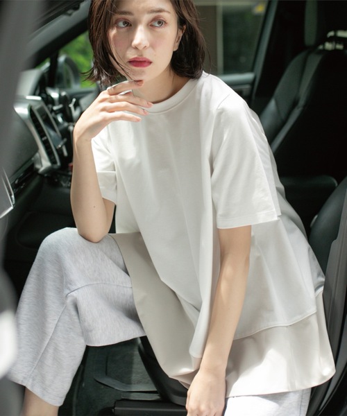 OPAQUE.CLIP tシャツ Aラインドッキングカットソー「洗濯機洗い