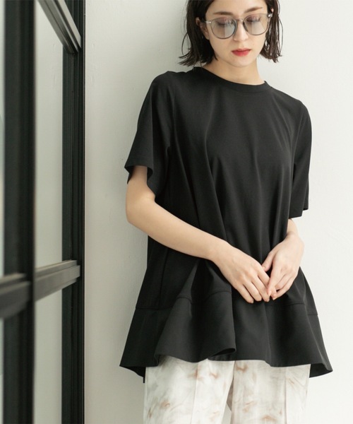 tシャツ Aラインドッキングカットソー「洗濯機洗い可」 レディース OPAQUE.CLIP tシャツ Aラインドッキングカットソー「洗濯機洗い