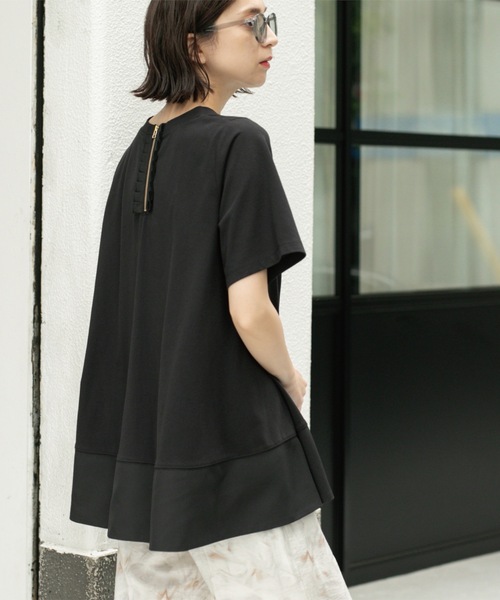 tシャツ Aラインドッキングカットソー「洗濯機洗い可」 レディース OPAQUE.CLIP tシャツ Aラインドッキングカットソー「洗濯機洗い