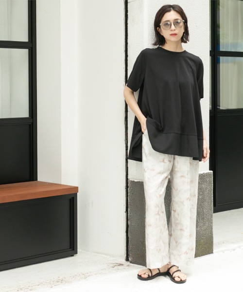 tシャツ Aラインドッキングカットソー「洗濯機洗い可」 レディース OPAQUE.CLIP tシャツ Aラインドッキングカットソー「洗濯機洗い