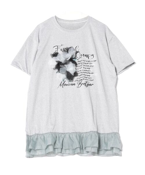 MONO8 tシャツ 3DフラワーモチーフフリルTシャツ レディース