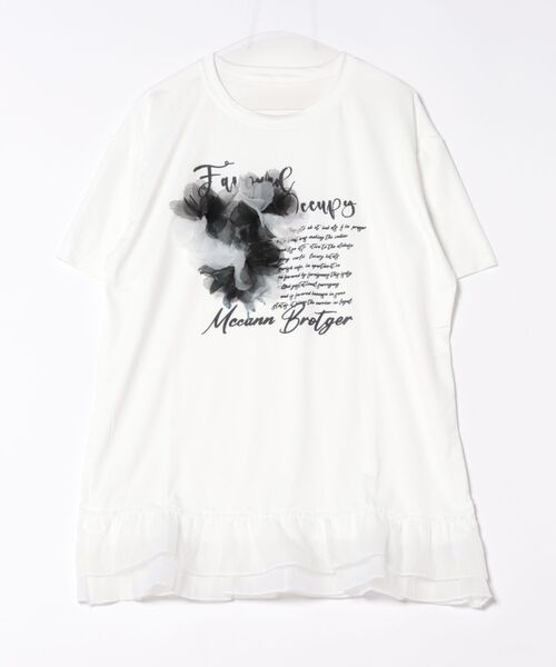 【関税 送料無料】MSGM フラワーモチーフ付き Tシャツ MONO8 tシャツ 3DフラワーモチーフフリルTシャツ レディース