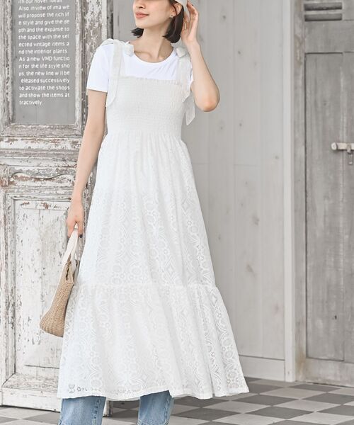 r・p・s（アールピーエス） ワンピース レース生地シャーリング肩