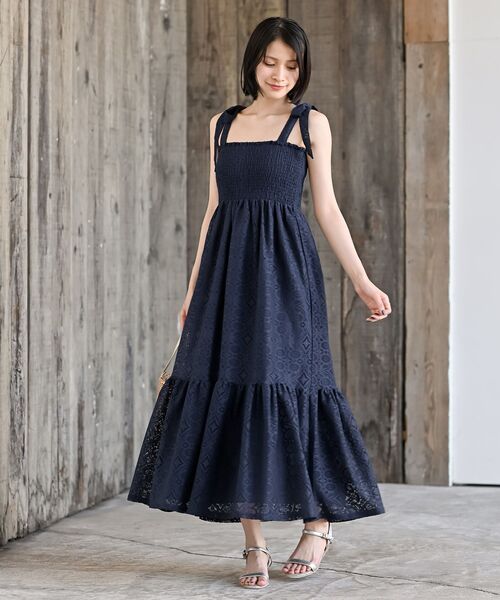 r・p・s（アールピーエス） ワンピース レース生地シャーリング肩