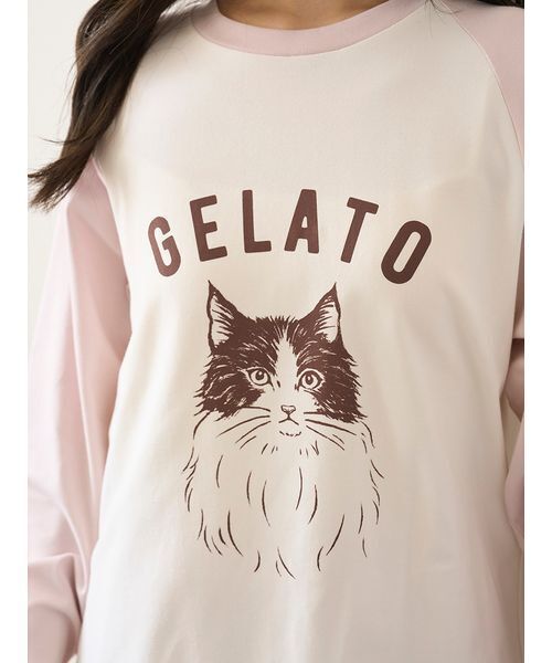 パジャマ ルームウェア ワンポイントラグランロンT レディース | gelato pique | 08