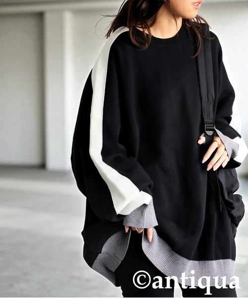 antiqua（アンティカ） ニット セーター 配色ラインニット レディース