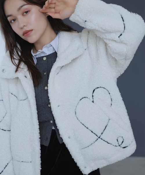 VIS（ビス） ブルゾン アウター ジャガードボアブルゾン レディース