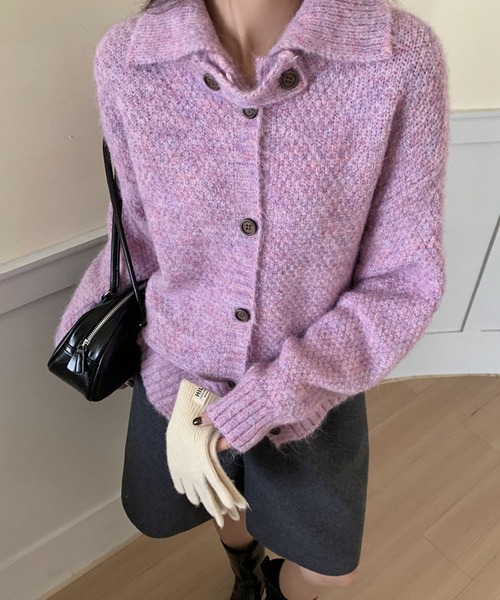 meJane（ミージェーン） カーディガン 襟付き 鹿の子編みニット