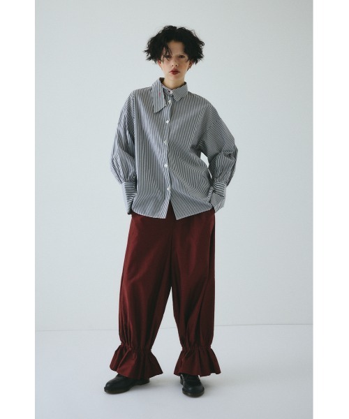 エンフォルド　カラーシャツ　ステッチ　ブルー　アシンメトリー ENFOLD(エンフォルド) DISTORTION SHIRT - COLDBECK ONLINE（コール