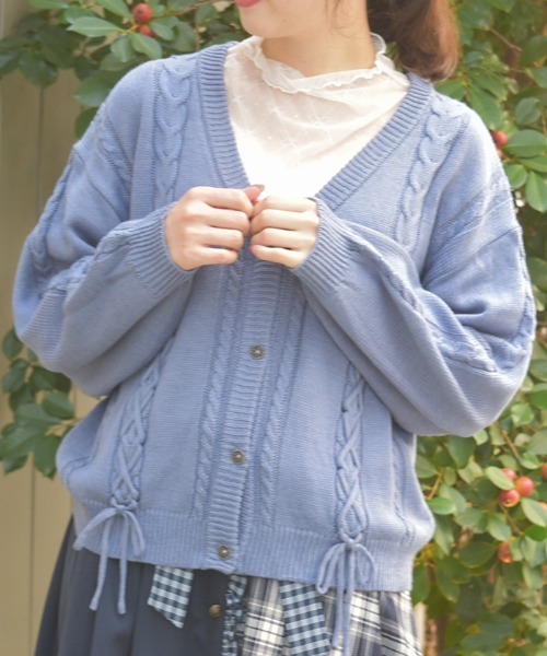 axes femme（アクシーズ ファム） カーディガン 編み上げケーブル