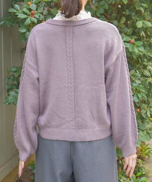 ストア完売品＊HANDケーブルカーディガン axes femme（アクシーズ ファム） カーディガン 編み上げケーブル