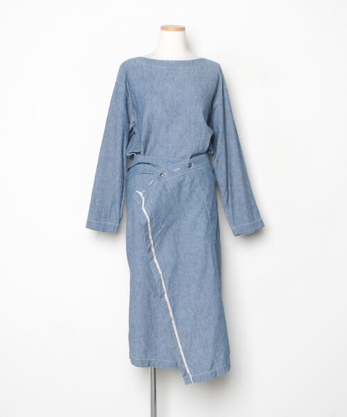 Plantation（プランテーション） 長袖ワンピース M ブルー レディース