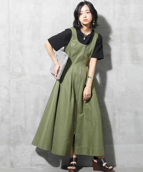 「GEVS.」 「SMILELAND」ノースリーブワンピース 3L カーキ レディース_画像2