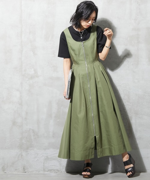 「GEVS.」 「SMILELAND」ノースリーブワンピース 3L カーキ レディース_画像3