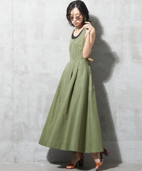 「GEVS.」 「SMILELAND」ノースリーブワンピース 3L カーキ レディース_画像9