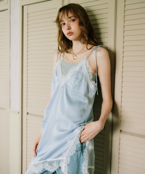 パーティードレス ワンピース sensual satin cami onepiece / レース
