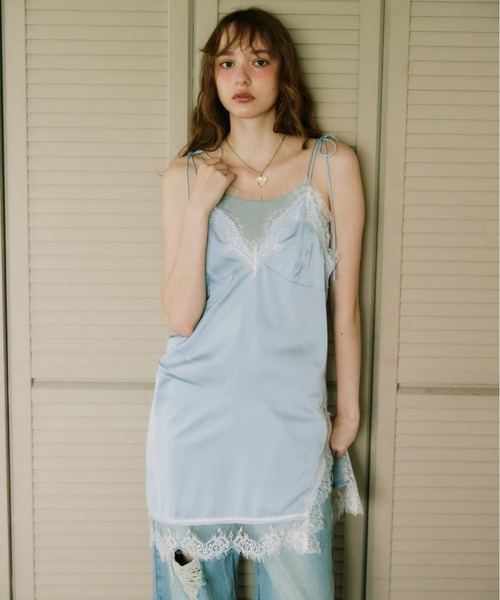 パーティードレス ワンピース sensual satin cami onepiece / レース 